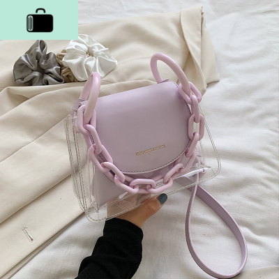 透明小包包女包2020夏天新款网红时尚链条包韩版百搭单肩斜挎包潮NEW LAKE女斜挎包
