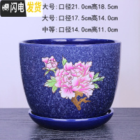 三维工匠苹果型花盆陶瓷大号绿植绿萝花盆创意个性室内阳台兰花盆 303蓝牡丹 中等花盆容器