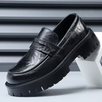 巴黎厚底德比鞋男高级感增高休闲皮鞋英伦通勤透气正装大头乐福鞋_0573