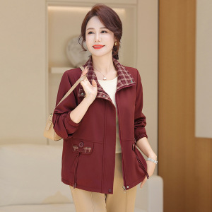 年秋装新款外套妈妈装女时尚春秋中老年女装开衫女大码款翻领