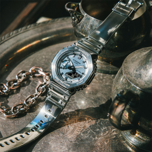 CASIO卡西欧旗舰店手表男橡树八角金属g-shock明星同款八王子潮流运动防水电子石英表 男 日韩腕表GM-2100