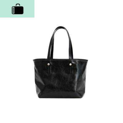 简约购物袋大容量包包2020秋冬新款百搭手提托特包仙女单肩斜挎包NEW LAKE 黑色女斜挎包