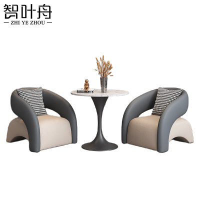 智叶舟沙发组合单人位*2+圆桌80套