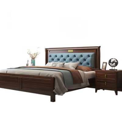 田园驿站双人床 乌金木床+天然椰棕床垫[加厚床 2000mm*2200mm箱框结构]