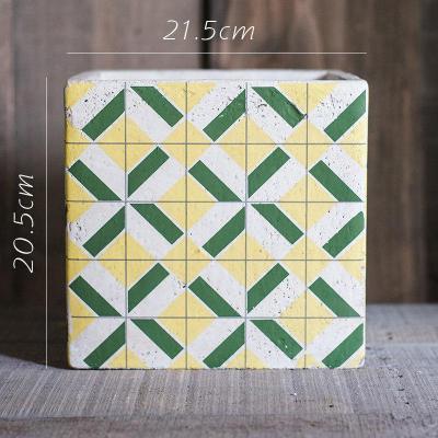 美帮汇氧气系列方体水泥花器花盆花瓶装饰收纳摆件清新艺术风格A需要打孔请备注大