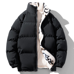棉服男冬季新款羊羔绒棉衣男立领潮牌棉袄加厚保暖面包服外套