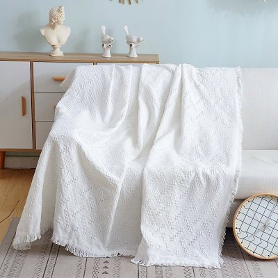 家柏饰(CORATED)北欧双面全盖沙发布沙发巾沙发毯布单沙发套罩沙发垫盖布 米白T格 90*150cm