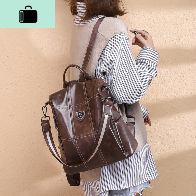 双肩包女2020新款潮韩版百搭时尚pu软皮女士小背包书包防盗女包包NEW LAKE