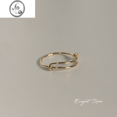 JiMi洗手不摘!14K包金指环可调节银银素圈简约戒指女小指不掉色尾戒