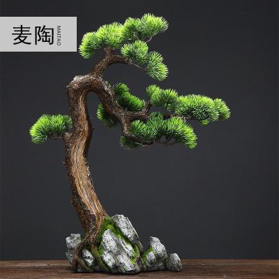 美帮汇中式仿真盆景迎客松绿植物客厅酒店家居玄关装饰品样板间软装摆件