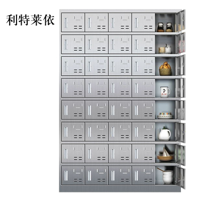 利特莱依201不锈钢食堂带锁餐具柜40门碗柜磁吸锁1800*1200*300