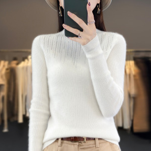 半高领镶钻女式打底衫秋季新款套头毛衣女修身内搭时尚针织衫