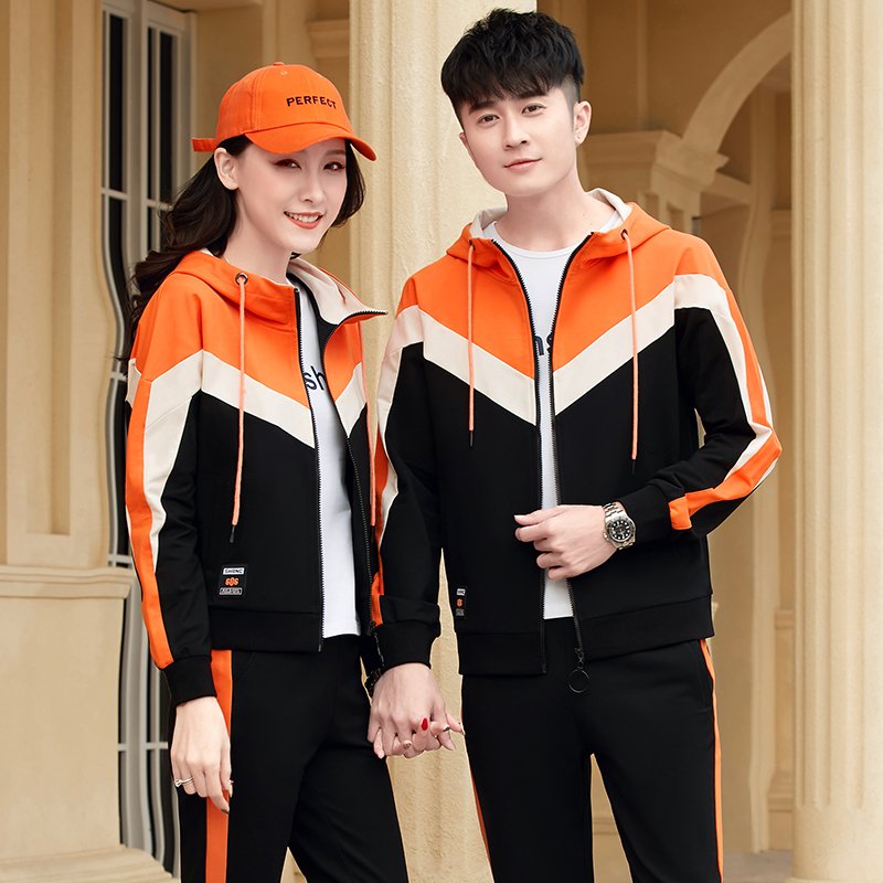 情侣运动套装2021新品春秋季中青年连帽大码三件套运动装套装男运动服