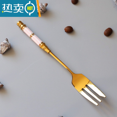 敬平北欧水果叉子套装不锈钢小叉子家用水果签果插创意甜品叉蛋糕叉 锦上粉