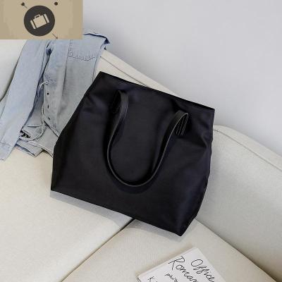 韩国原创公文包女单肩大包商务OL职业风手提包尼龙文件包学生书包艾狄伊娃手提包黑色