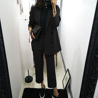 语娄红色西服套装女春秋新款时尚韩版气质百搭宽松显瘦炸街小西装外套2021西装