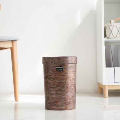 美帮汇复古仿木纹垃圾桶中式中国风新中式家用客厅仿古风格古典无盖木质