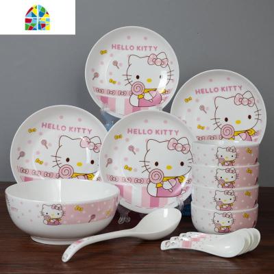 碗碟套装陶瓷碗盘餐具家用中式可爱卡通景德镇陶瓷盘碟碗筷 FENGHOU