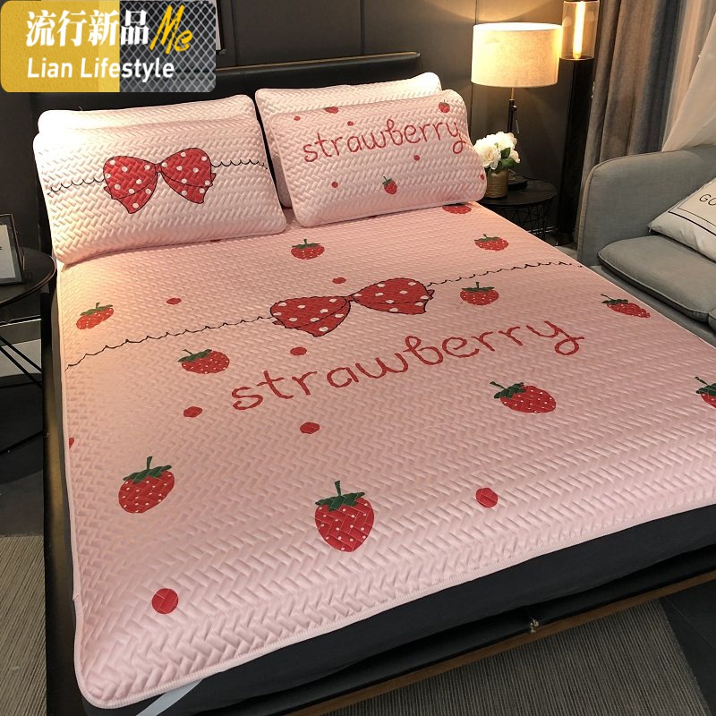 夏季冰丝凉席三件套1.8m2米床可机洗水洗折叠1.5米儿童空调软席子 三维工匠凉席/凉枕