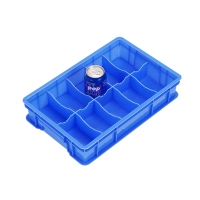 易企采 矮10格-蓝色零件盒分格箱长方形塑料盒分隔式周转箱多格箱螺丝盒分类盒收纳盒