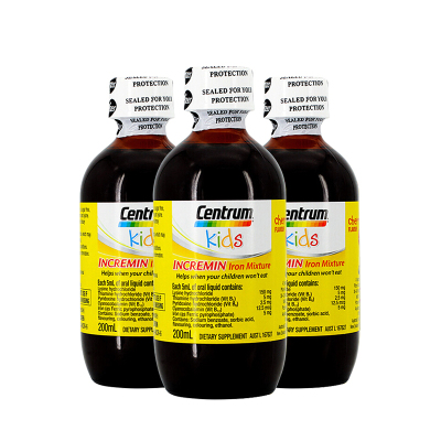 Centrum善存婴幼儿铁元补充铁口服液200ml樱桃味*3件装儿童补充铁补血改善缺铁贫血补VB+铁
