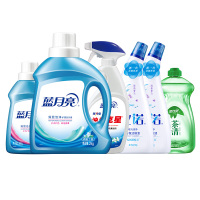 蓝月亮衣洁家清(丁香2kg+洁净500g+茶清500g+油污克星500g+2瓶洁厕液)4.5kg/套