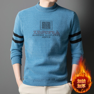 男装秋冬季打底针织衫半高领柔软舒适保暖中老年中领休闲毛衣线衣_831056