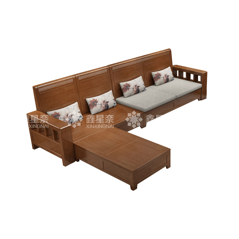 鑫星奈XXN4031207 实木沙发简约冬夏两用客厅沙发 四人贵妃位