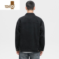 YANXU秋季牛仔外套男美式工装复古黑色夹克男士款潮牌宽松大码潮流