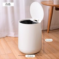 家柏饰(CORATED)家用客厅创意垃圾桶带盖卫生间厨房厕所翻盖按压北欧垃圾分类纸篓 象牙白12L[运输破损包退]