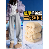 羊羔绒运动裤女冬季新款加绒加厚东北棉裤外穿小个子束脚卫裤_126