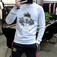 个性潮流修身蜻蜓烫钻印花长袖卫衣男士春秋季宽松休闲网红上衣潮