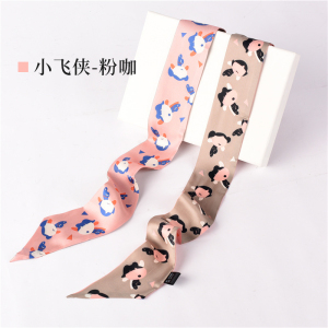 美帮汇真丝桑蚕丝巾雅斑猫百搭领巾细窄巾小长条文艺秋装饰小飘腰带