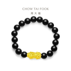 周大福如意元宝金貔貅手串3D足金黄金玉髓手链EOR203送礼 EOR203