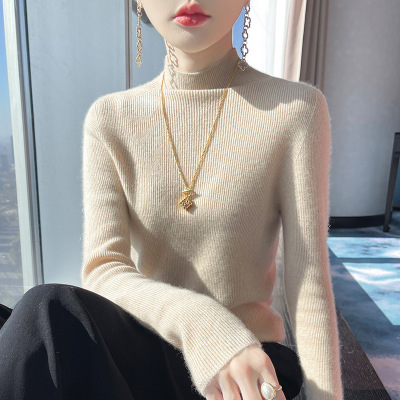 秋冬新款半高领修身内搭女套头长袖针织衫保暖打底衫纯色百搭毛衣_1