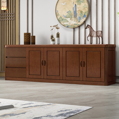 青木川 简约现代中式实木电视柜客厅卧室农村家用老式加高款储物柜矮柜多用柜床尾柜置物架两米影视柜