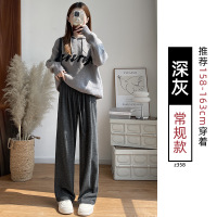 灰色糯米裤子女新款秋季垂感直筒小个子慵懒风宽松阔腿休闲裤_769