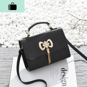 女包2019小包包新款潮手提包斜挎单肩包百搭时尚学生斜跨小方包NEW LAKE 黑色女士单肩包 黑色