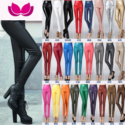 七斓韩版PU皮裤女外穿高腰显瘦2019新款修身打底裤紧身小脚裤长裤子