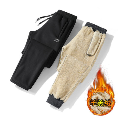 JEEP SPIRIT吉普男士羊羔绒休闲裤冬季加绒加厚保暖宽松大码运动卫裤男女同款外穿