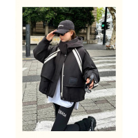 年冬季新款外穿韩版宽松洋气拼接撞色短款欧货潮流棉服外套