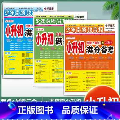 [3本套]语文+数学+英语 小学升初中 [正版]小升初满分备考 少年素质教育报六年级语文数学英语专项系统总复习真题卷小学