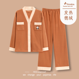 浪莎秋冬季睡衣女士德绒长袖2024新款磨毛加厚保暖春秋家居服套装