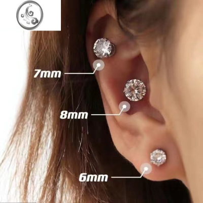 JiMi超闪锆石闪钻磁吸耳夹女无耳洞耳骨夹耳钉耳蜗钉耳环百搭耳饰