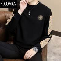 HLCOMAN男士卫衣款烫钻欧版宽松潮牌长袖t恤圆领秋装上衣加绒打底衫