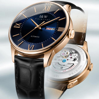 瑞士爱沃驰I&W CARNIVAL镂空全自动机械表 男士手表进口机芯男表纤薄真皮防水双日历腕表蓝宝石镜面8515G