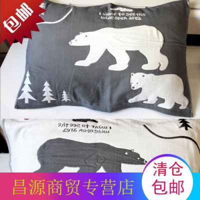 纯棉纱布色织枕巾50*80cm大白熊枕巾四层