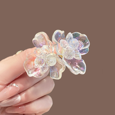水晶树脂花朵耳扣2025新款耳钉轻奢高级感气质小众耳环耳饰女送女朋友老婆情人节七夕生日礼物