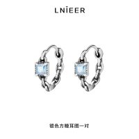 925纯银方糖耳圈女轻奢小众设计感耳环百搭高级感耳钉2025新款潮送女朋友老婆情人节七夕生日礼物