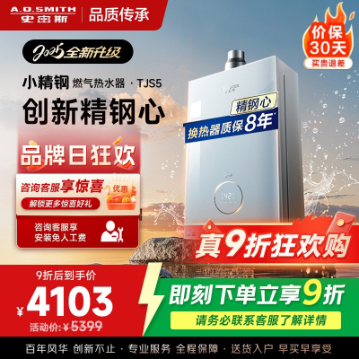 史密斯佳尼特[小精钢TJS5]16升增压零冷水燃气热水器 国家补贴 JSQ31-TJS5 安全守护 持久恒温 新品